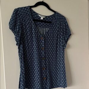 Market & Spruce Navy Floral Button-Up Blouse purchased from Stitch Fix